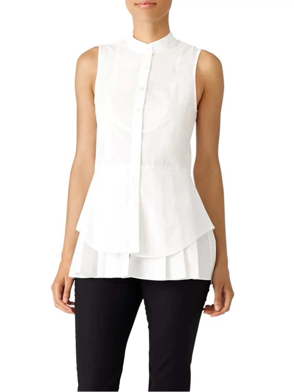 Derek Lam 10 Crosby White Peplum Cotton Shirt